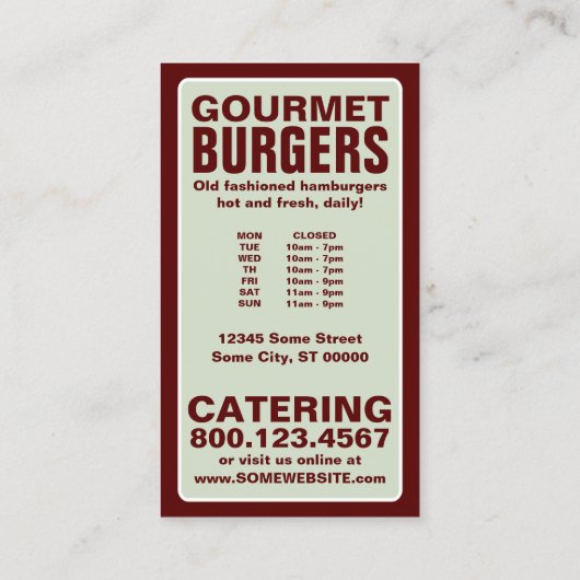 格子状のハンバーガー ロイヤリティカード (裏面)