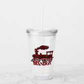 格子状のパーソナライズされた列車 アクリルタンブラー (正面)