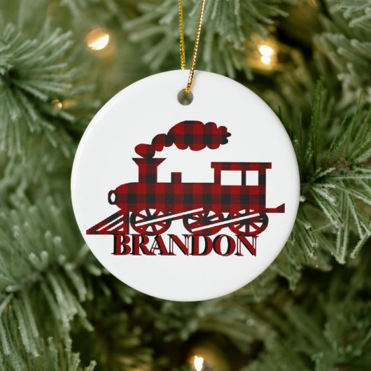 格子状のパーソナライズされた列車 セラミックオーナメント (ツリー)