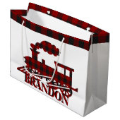 格子状のパーソナライズされた列車 ラージペーパーバッグ (正面アングル)