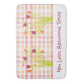 格子状のピンクと珊瑚 バスマット (正面縦)