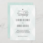 格子状のモダン結婚式招待状 招待状 (正面/裏面)