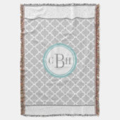 格子状のモロカンのタイルモノグラム模様 スローブランケット (正面縦)