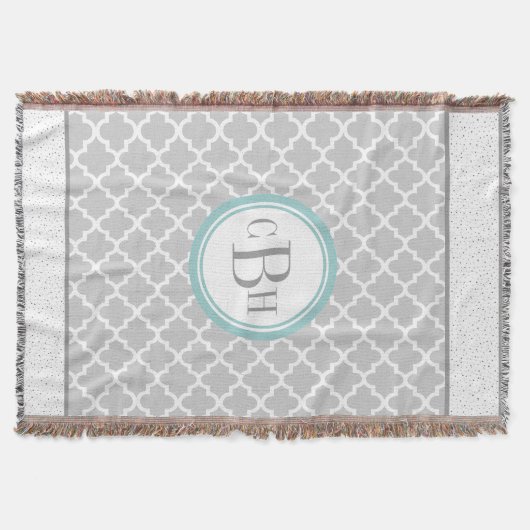 格子状のモロカンのタイルモノグラム模様 スローブランケット (正面)