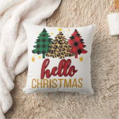 格子状の木々を持つクリスマス クッション (ブランケット)