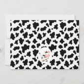 格子状の牛プリントピンクフローラフォトアーチ誕生日 招待状 (裏面)