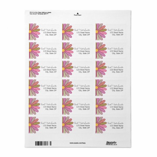 格子状の花 ラベル (フルシート)