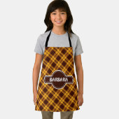 格子状の茶色のクリームパタミニマルーン エプロン (インサイチュ)