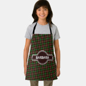 格子状の茶色の緑のパタミニマルーン エプロン (インサイチュ)