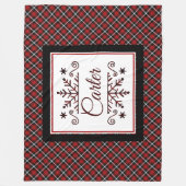 格子状の雪パーソナライズされた片 フリースブランケット (正面)