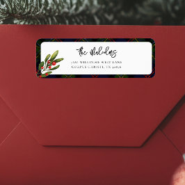 格子状エレガント素朴クラシックタータンチェック差出人住所 ラベル