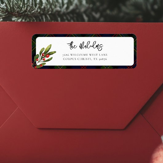 格子状エレガント素朴クラシックタータンチェック差出人住所 ラベル