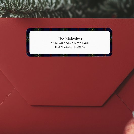 格子状エレガント素朴クラシックタータンチェック差出人住所 ラベル