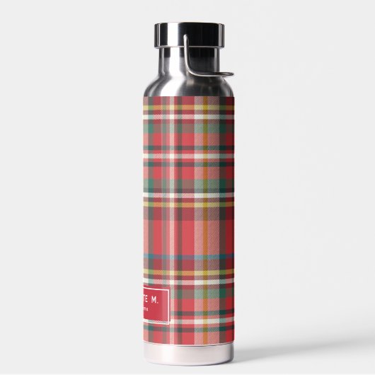 格子状クラシック素朴パーソナライズされた ウォーターボトル (左面)