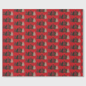 格子状クリスマスツリーラッピング紙 ラッピングペーパー (フラット)