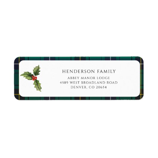 格子状クリスマスミスタントータータンチェック差出人住所 ラベル (正面)