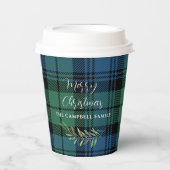 格子状グリーンチェッククリスマスホリデイタータンチェック 紙コップ (正面)
