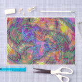 格子状サイケデリックティッシュペーパー 薄葉紙 (クラフト)