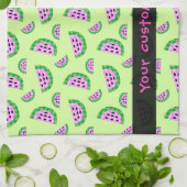 格子状スイカのスライス模様 キッチンタオル (折り畳み)