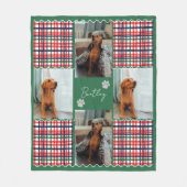 格子状ストライプのペット4枚のフォトグリッド フリースブランケット (正面)