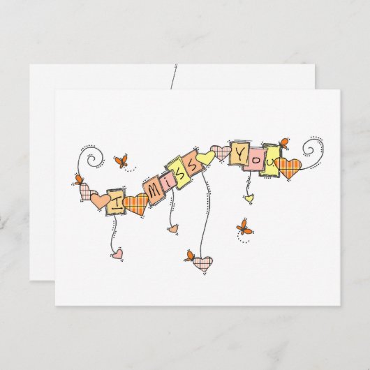 格子状ハートと蝶あなた恋しく思の先生 ポストカード (正面/裏面)