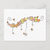 格子状ハートと蝶あなた恋しく思の先生 ポストカード (正面)