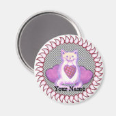 格子状ハート猫マグネット マグネット (正面/裏面)