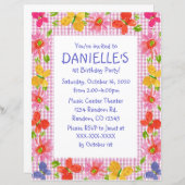 格子状バタフライテーマバースデーパーティ招待状 (正面/裏面)