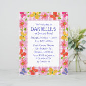 格子状バタフライテーマバースデーパーティ招待状 (スタンド正面)