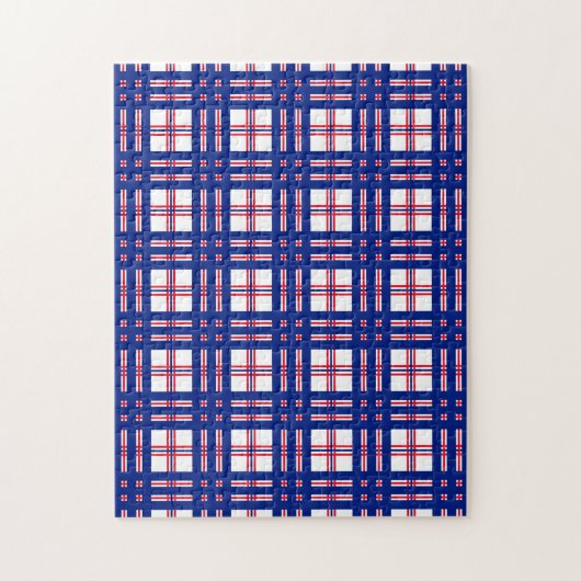 格子状パタモダンーン赤白青 ジグソーパズル (縦)