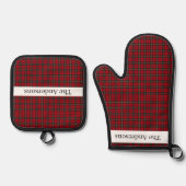 格子状パーソナライズされたの 鍋つかみ&鍋敷きセット (正面)