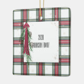 格子状パーソナライズされたクリスマスセラミックオーナメント セラミックオーナメント (左)