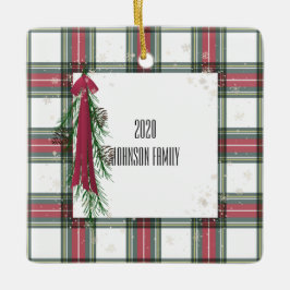 格子状パーソナライズされたクリスマスセラミックオーナメント セラミックオーナメント