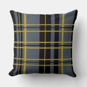 格子状ブラック金ゴールドグレイストライプの装飾用クッション クッション (正面)