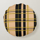 格子状ブラック金ゴールドバラストライプの抱き枕 ラウンドクッション (裏面)