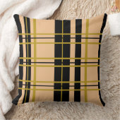 格子状ブラック金ゴールドバラ ストライプの クッション (ブランケット)