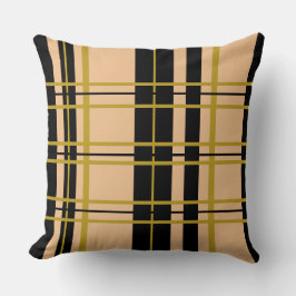 格子状ブラック金ゴールドバラ ストライプの クッション