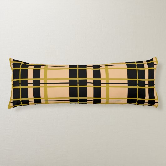 格子状ブラック金ゴールドバラ ストライプの ボディピロー (正面)
