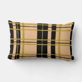 格子状ブラック金ゴールドバラ ストライプの ランバークッション (裏面)