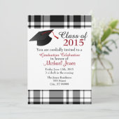格子状プリント卒業招待状 招待状 (スタンド正面)