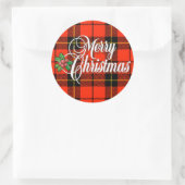 格子状メリーのクリスマス ラウンドシール (バッグ)
