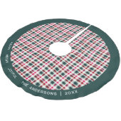 格子状モダンのクリスマス | Happy メリー Joyful ブラッシュドポリエステルツリースカート (アングル)