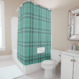 格子状モダンティール（緑がかった色）シャワーカーテン シャワーカーテン