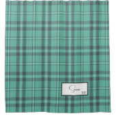 格子状モダンティール（緑がかった色）シャワーカーテン シャワーカーテン (正面)