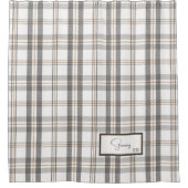 格子状モダン磁器ホワイトシャワーカーテン シャワーカーテン (正面)