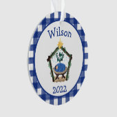 格子状出生児童年度レビューオーナメント オーナメント (正面)