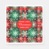 格子状及び雪片クリスマスパターン1文字 スタンダードランチョンナプキン (正面)