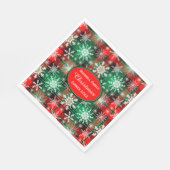 格子状及び雪片クリスマスパターン1文字 スタンダードランチョンナプキン (角)