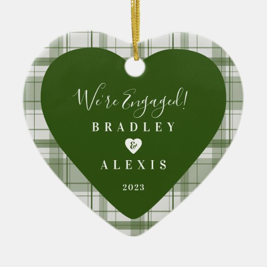 格子状婚約した緑色フォトセラミックスオーナメント セラミックオーナメント (正面)