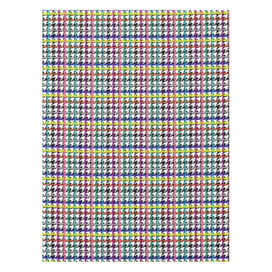 格子状数々のデザインの色の線千鳥格子の テーブルクロス (正面)